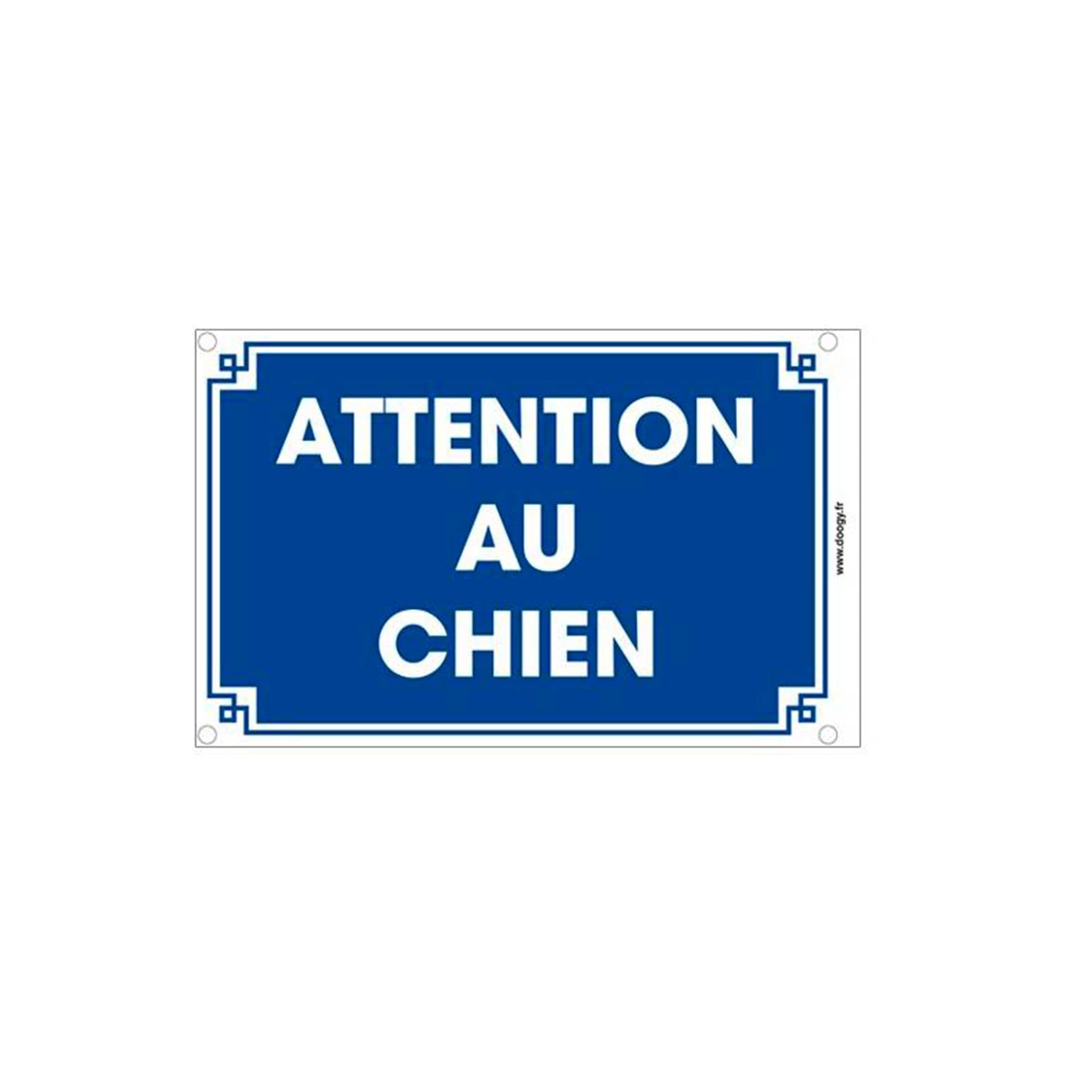 Plaque de garde bleue Attention au chien 